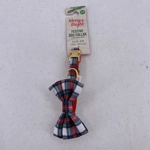 Merry & Bright Festive Green Plaid Bow Tie Dog Collar XXS Christmas 6.5-8” - Picture 1 of 6
