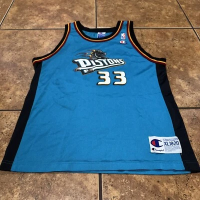 Camiseta deportiva de baloncesto de colección Grant Hill #33 campeón de los Detroit Pistons juvenil XL azul Foto 1 de 4