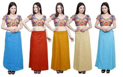 Traditional Readymade Cotton Straight Shapewear Women Girl Saree Underskirt- 5PC - Image 1 of 4