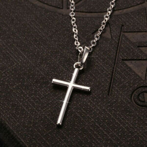 Man 925 Silver Jesus Cross Necklace Pendant Chain Choker Women Fashion Jewelry