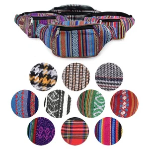 COLOURFUL PATTERN HIPPIE BUM BAGS Boho Tartan Hipster Money Belt Travel Holiday - Picture 1 of 11