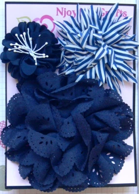 OXFORD BLUE & WHITE Stripe - Fabric Organza Lace 45-95 mm N1 A NJC — 第 1/4 张图片