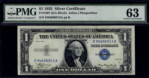 MALACK $1.00 1935 PMG 63 Choice Uncirculated. Good price. pm0064 - Image 1 of 1