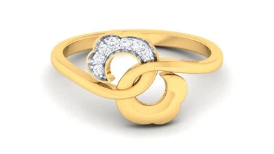 0,20 Cts Ronde Brillante Taille Naturel Diamants Fiançailles Bague 18K Or jaune - Photo 1/4