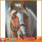 Full Embroidery White Brown Horse Counted DIY 11CT Canvas Cross Stitch Kit Gift