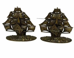 MCM Wide Sail Bronze Bookends - Picture 1 of 4