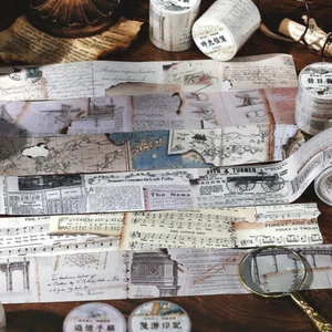 Old Newspaper Map Washi Masking Tape Junk Journal Album Diy Scrapbooking Sticker - Picture 1 of 13
