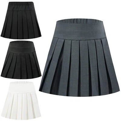 Kids Girls Skort Elastic Skirt Y2K Pleated Dancewear School Mini Uniform Short - Image 1 of 4