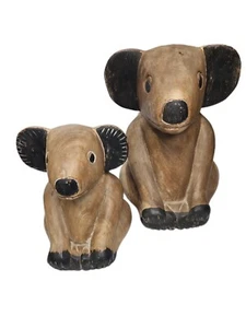 Carved Figural Wooden Koala Bears~Set of 2~Decorative Figurine~Door Stop~Cabin - Picture 1 of 6