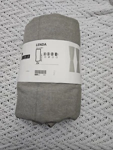 Ikea LENDA Curtains 140 x 250 cm With Heading Tape & With Tiebacks Grey/Green - Picture 1 of 4