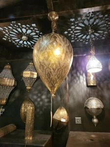 Moroccan Handmade Brass Ceiling Lamp H60 x W30cm Free PP - Picture 1 of 5