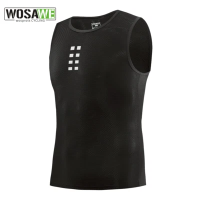 WOSAWE Men's Cycling Vest Mesh Breathable Undershirts MTB Team Bike Outdoor Tops - Image 1 of 4