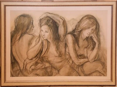 De Colección Años 60 Sheldon C Schoneberg "MORNING REFLECTIONS" Firmado Enmarcado 39"x29" MCM Foto 1 de 4