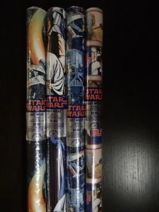 4 x Vintage Original 1977 STAR WARS gift wrap ROLLS wrapping paper SEALED Unused - Picture 1 of 8