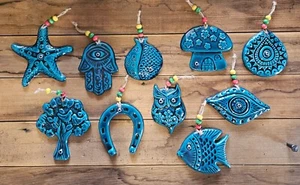 Ceramic wall hanging decor evil eye horse fish mushroom hand tree - Bild 1 von 25