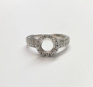 14K WG LUXURIOUS HALO ENGAGEMENT RING MOUNTING WITH DIAMONDS 0.60CTW 6.75US - Picture 1 of 6