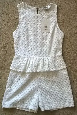 Sabo Skirt Eyelet Peplum Playsuit Romper White Size 10 Plus Free Gift  - Image 1 of 4