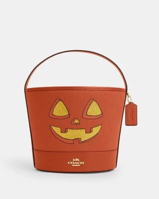 🎃 Coach Trick Or Treat Bucket In Signature Canvas With Halloween Pumpkin NWT🎃 - Image 1 of 4