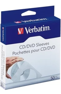 Verbatim CD/DVD Paper Sleeves-with clear window 50pk ( 5 Packs = 250 Sleeves) - Picture 1 of 1