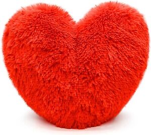 Teddy Fleece Heart Shape Cushion Soft Comfortable Home Decor Size 38 cm