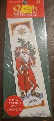 Quick Christmas Keepsake Santa Cross Stitch Bookmark Kit # 113515 Charm Included - Image 1 of 4