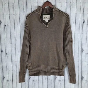 BKE Men's Sweater Size Medium 1/4 Zip Mock Neck Pullover Brown  - Picture 1 of 5