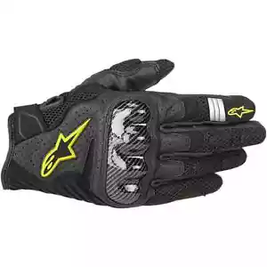 Brand New AlpineStars SMX-1 Air V2 Gloves Black Yellow Fluorecent SIZE S Small - Foto 1 di 7