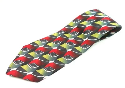 Corbata de seda con patrón abstracto rojo y verde Carlos Devenezia para hombre Foto 1 de 4