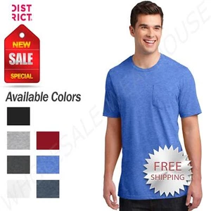 District Mens Cotton Pocket Short Sleeve Very Important T-Shirt M-DT6000P - Picture 1 of 16