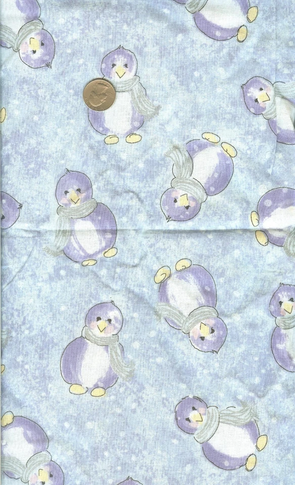 VINTAGE! PENQUINS/BLUE SILVER METALLIC - QST - 2000 - 1 YD 7" LONG - Image 1 of 1