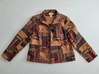 Chaqueta Blazer Renacimiento Marrón Tapiz Cremallera Completa Mujer Pequeña Grande PL De Colección Foto 1 de 4