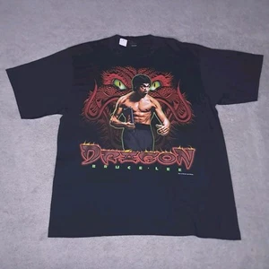 Vintage Bruce Lee Dragon T-shirt Mens XL Black Changes Tag Deadstock - Picture 1 of 10