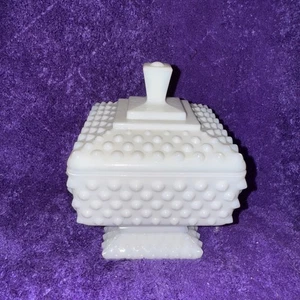 Fenton Hobnail Milk Glass Square Planter/Dish 5” Footed art glass vintage - Picture 1 of 7