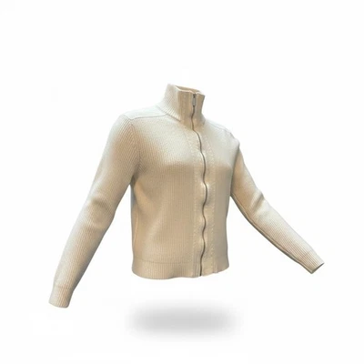 Moncler Crema Mezcla de Cachemira y Lana Cremallera Completa Cárdigan Suéter Para Mujer Talla M Foto 1 de 4