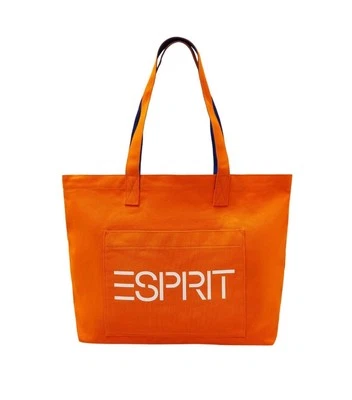 ESPRIT Throw-back 90's Style Orange Blue Canvas Logo Tote NWT - Image 1 of 4
