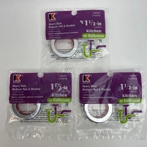 (3) Keeney Heavy Duty 1-1/2” x 1-1/4” tuerca reductora y arandela (916DKHB) - cromo - Imagen 1 de 5