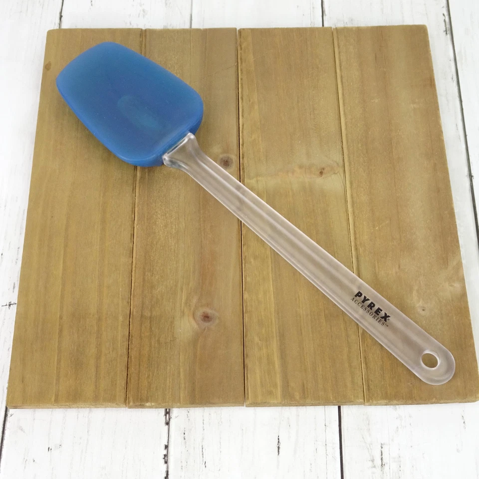 Vintage Pyrex Silicone Spatula – Blue Head, Clear Handle Baking Tool 11.75" - Image 1 of 4