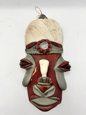 Beautiful Hand Carved Hand Painted Mask Full Face Incredible Condition - Image 1 of 3