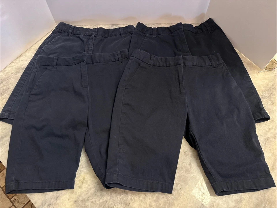 Lot of 4 CHAPS Girls Bermuda Shorts Navy  School Uniform Pants Waist 14 Reg - Image 1 of 4