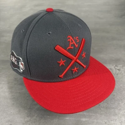 Oakland A's Athletics Hat New Era Cap 7 7/8 Gray Red 2019 All Star Game Guitar - Image 1 of 4
