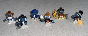 Vtg History Lot of 6 Smurfs Edison Washington Lincoln Columbus Revere 80's PVC - Picture 1 of 12