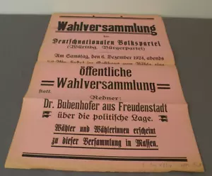 Werbeplakat, 1924, pol. Veranst. Deutschnationale Volkspartei, Gasthaus Rössle - Bild 1 von 3