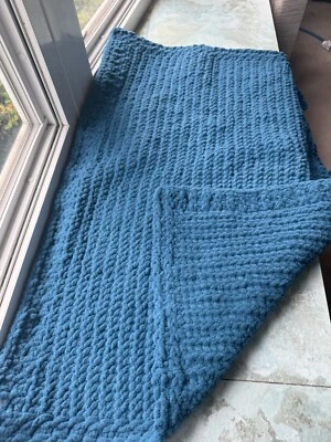 NEW Handmade Knitted Baby Blanket - Teal - Image 1 of 4