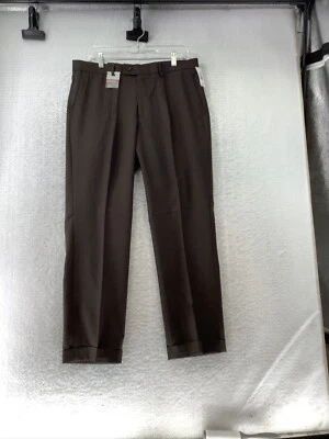 Pantalones de vestir extensibles con textura marrón para hombre Louis Raphael talla 36W 32L Foto 1 de 4
