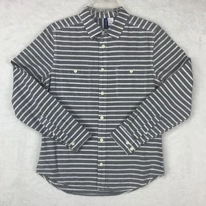 Divided by H&M Button Shirt Mens Small Regular Fit Long Sleeve Gray White Cotton - Picture 1 of 13