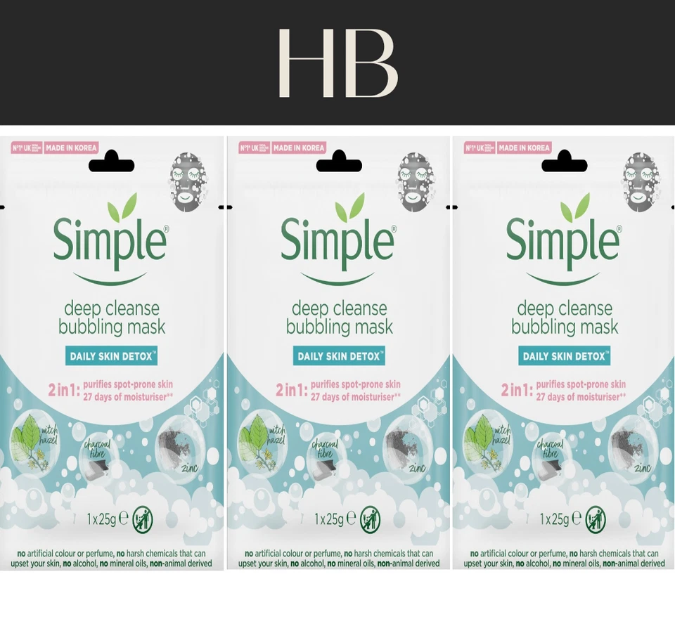 3x Simple Daily Skin Boost Sheet Face Mask Made In Korea - Image 1 of 4