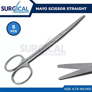 5 piezas Tijeras Mayo 6,75" instrumentos veterinarios quirúrgicos rectos grado alemán - Imagen 1 de 3