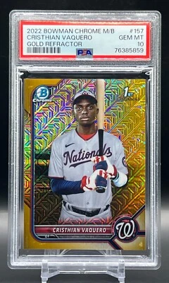2022 Bowman Chrome Cristhian Vaquero Gold Mega Box Mojo Nationals PSA 10 #'ed/50 - Image 1 of 2