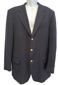 Fiori Herren Blazer Wolle 3 Knöpfe ohne Schlitz dunkelblau Canada goldfarbene Knöpfe 44 L - Bild 1 von 9