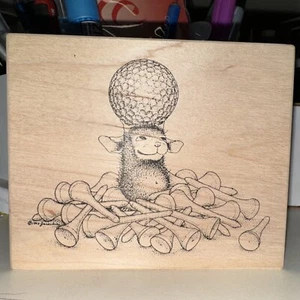 Rubber Stamp House Mouse Maxwell Golf Ball and Tees M77 NEW 1997 - Picture 1 of 5